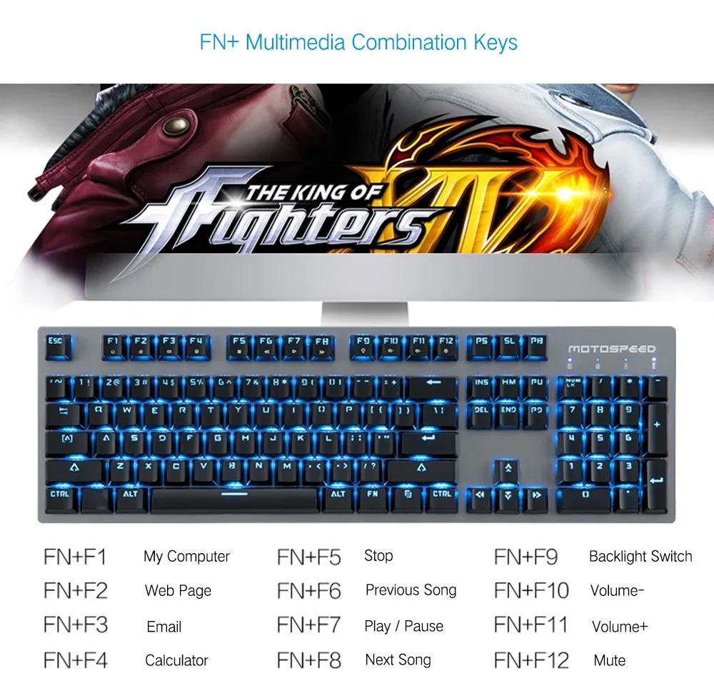 Motospeed GK89 2,4 ГГц Беспроводная/USB Проводная Механическая игровая клавиатура 104Key певица цвет 6 RGB светильник светящийся с подставкой для рук