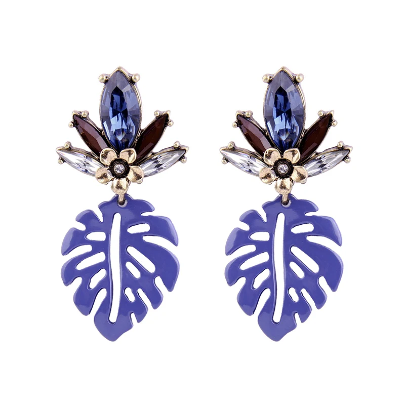 Fashion Hollowed Blue Leaf Earrings for Women Online