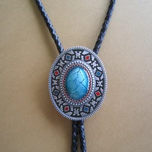 Посеребренный Овальный истинный американец Юго-западные узоры Овальный Галстук боло свадебное кожаное ожерелье шейный галстук