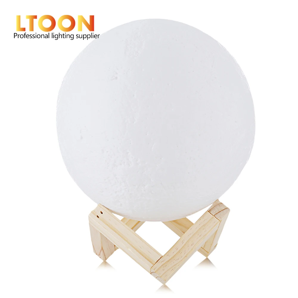 [LTOON]Rechargeable 3D Print Moon Lamp 2 Color Change Touch Switch Bedroom Bookcase Night Light Home Decor Creative Gift | Лампы и