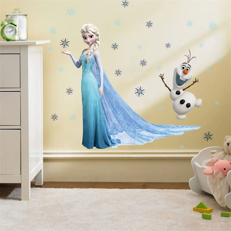 

Cartoon diy frozen princess Elsa Anna wall stickers girl Children room background decoration removable kids bedroom poster decal