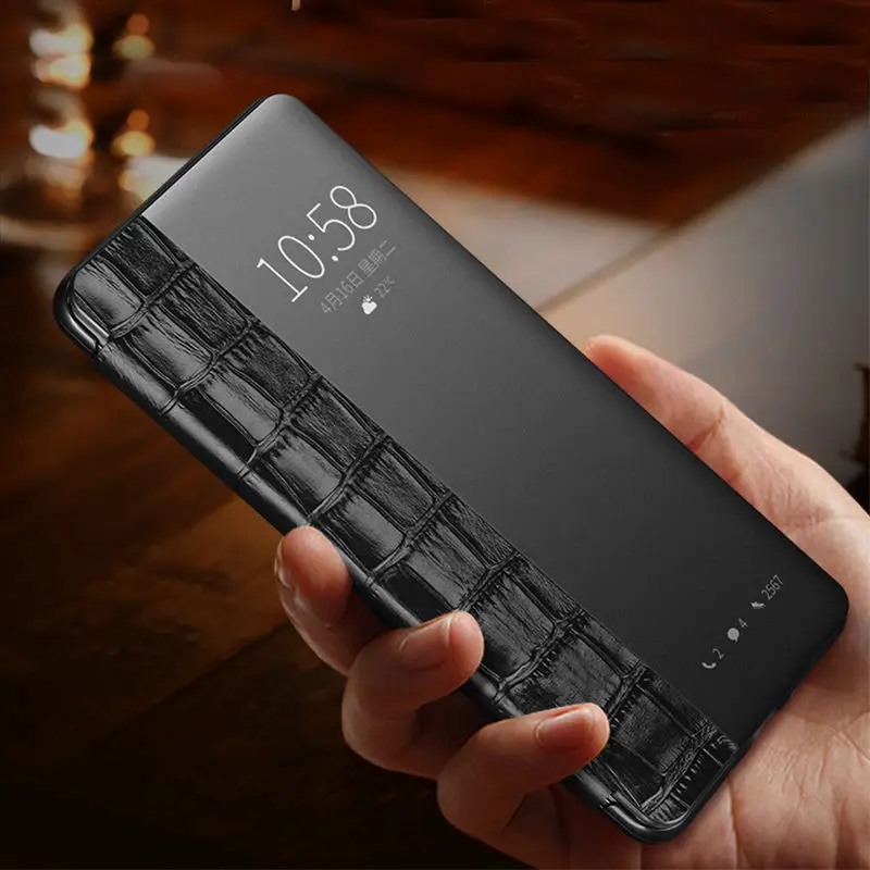 Genuine Leather Case For Huawei P30 Pro Case Cover Wakeup Window View Intelligent Etui Coque For Huawei P30 Cases Phone Fundas