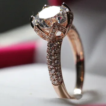 

Gorgeous AU585 Rose Gold Engagement Ring Test Positive 4Ct Moissanite Ring Solid 14K 585 Rose Gold Anniversary Jewelry for Women