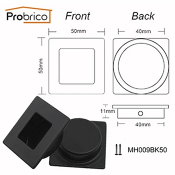 Probrico 5 Пак флеш ручки шкафа карманная вставка под дверь тянет сарай утопленная дверная ручка Потяните черный Stabinless сталь с винтами - Цвет: MH009BK50