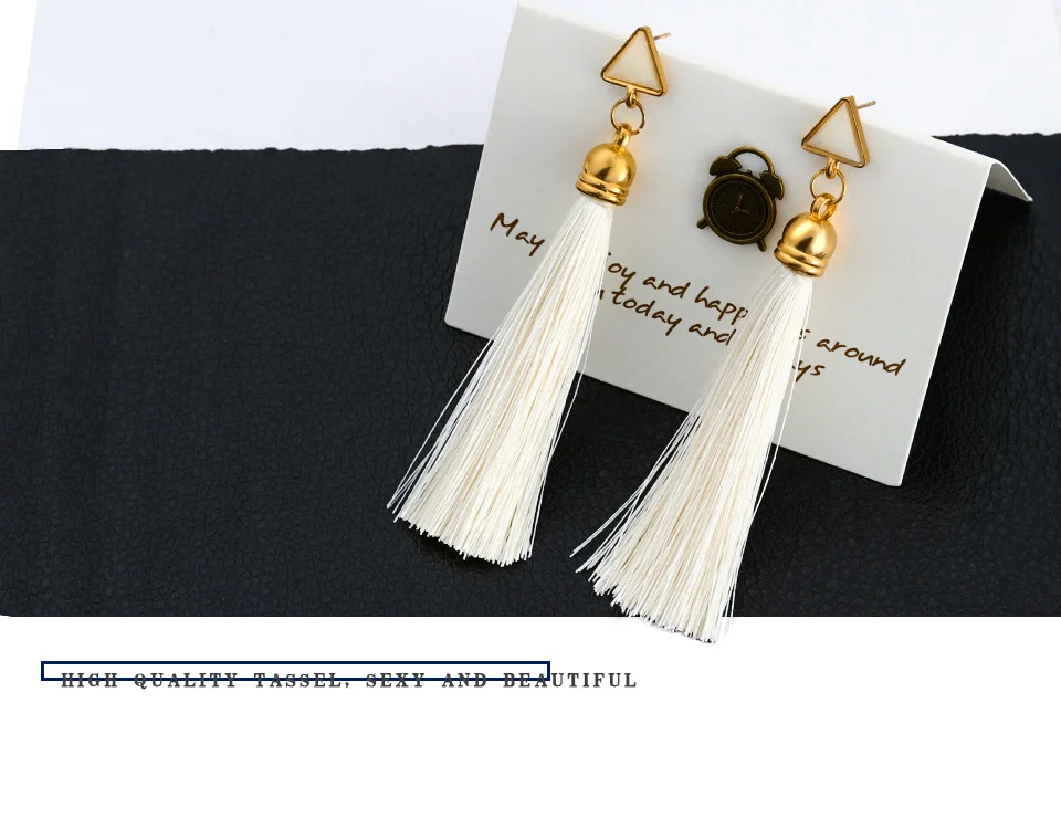 BFH Bohemian Long Tassel Drop Earrings for Women Fashion Vintage Ethnic Fringe Handmade Triangle Dangle Earring Jewelry