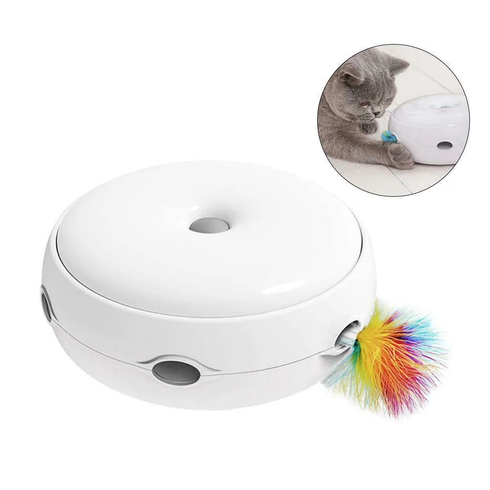 ISHOWTIENDA Electric Catching Feather Cat Carousel Tray Toy Gifts with Rotating Feather Automatic for Cat Kitten cat supplies