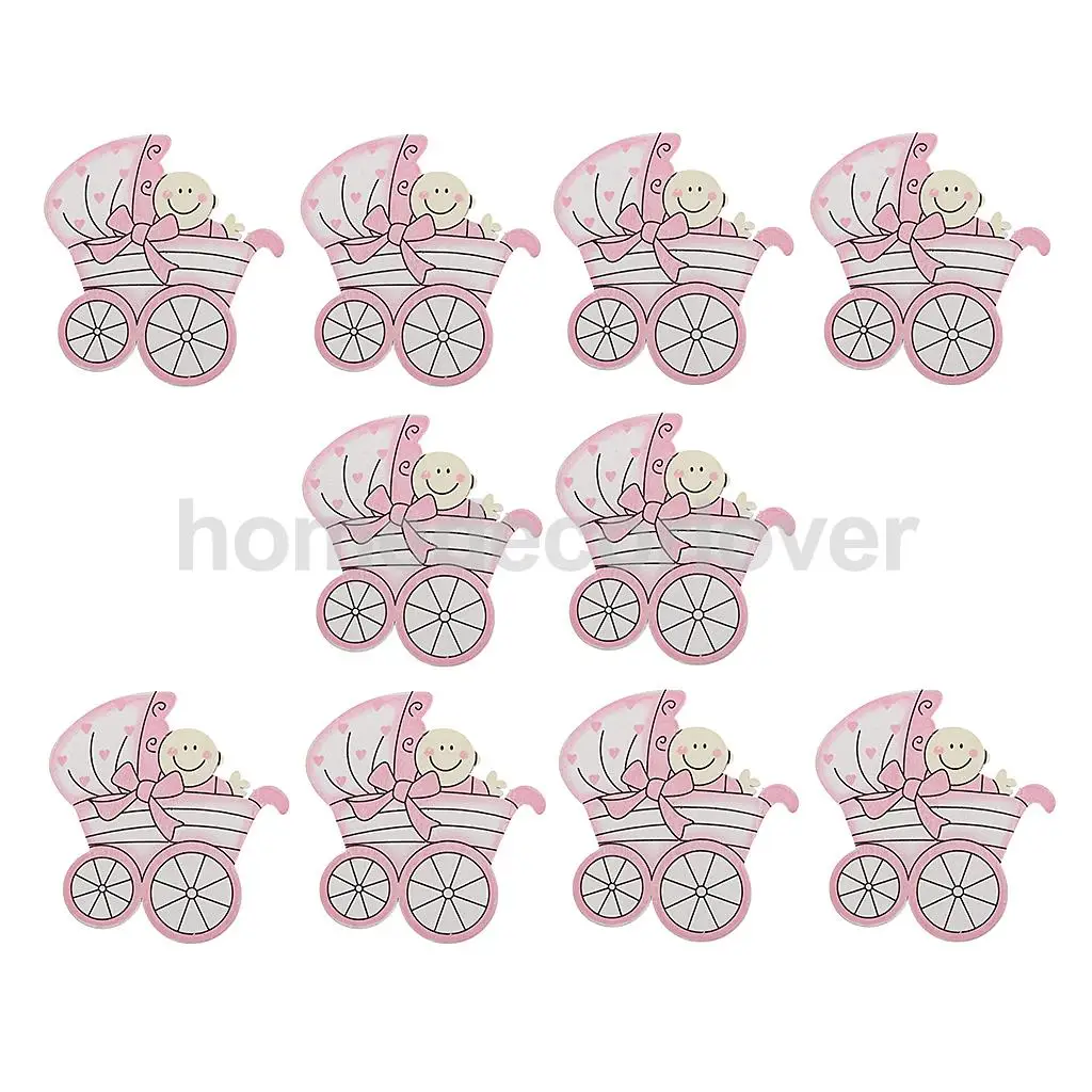 

10pcs Wooden Baby Carriage Embellishments Card Making Baby Shower