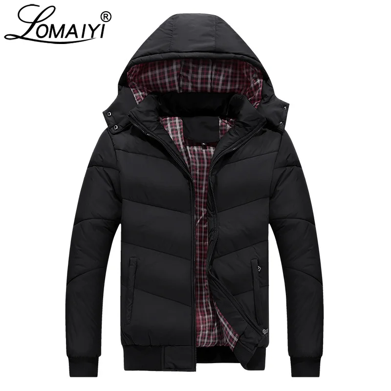 

LOMAIYI Men's Winter Jacket Men 2018 Warm Thick Parka Male Cotton-Padded Coats Mens M 5XL Hooded Windbreaker Man Overcoat BM246