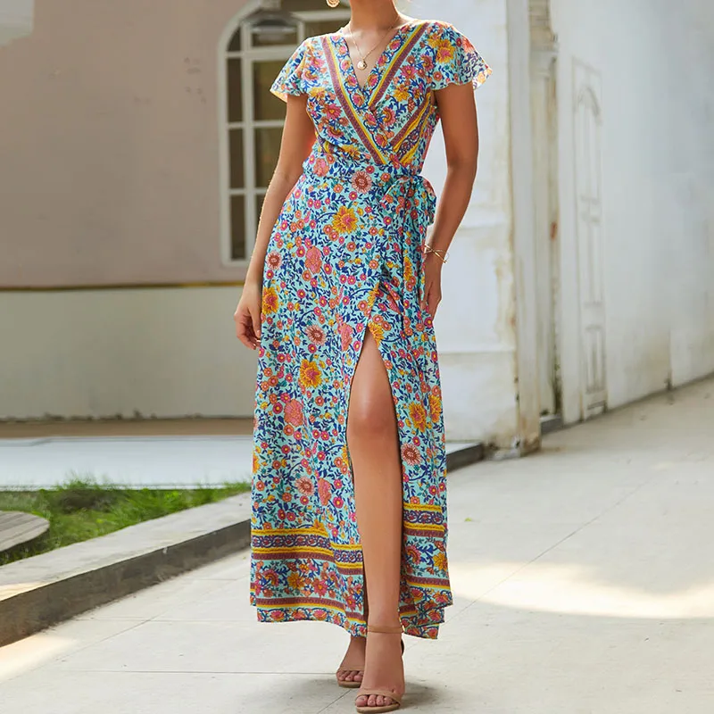 

Casual print sexy dress maxi dress