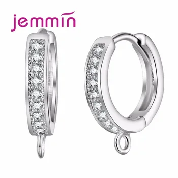 

Women Crystal Circle Hoop Earrings Fashion DIY Jewelry CZ Earring for Pendant 925 Sterling Silver Component Bijoux