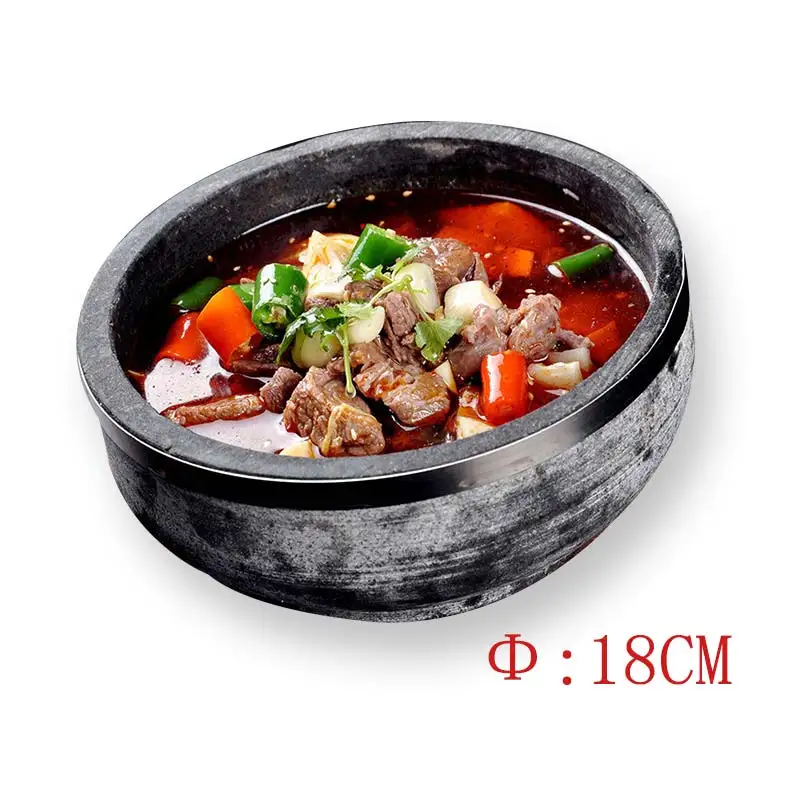 

ZITING 18cm Kitchen Pots Stone Pot Bibimbap Bowl Home Soup Stonefish Bibimbap Special Ceramic Pot Natural Granite Cooking