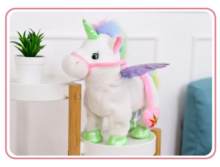 Unicórnio de Pelúcia Animal de Estimação Controlado por Relincho Andar com Música Brinquedos de Pelúcia para o Aniversário das Crianças Robot Unicorn Eletrônico Leash 6 Com Música Brinquedos de Pelúcia Para O Aniversário Das Crianças