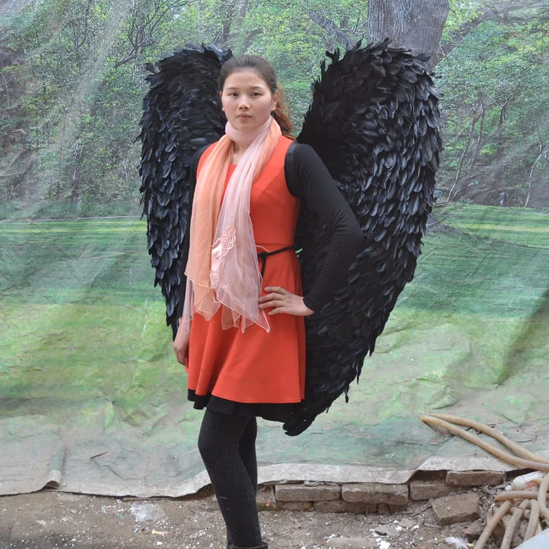 

heigth 120cm angel wings black feathers wings,Model Catwalk Stage Cosplay Performance film Props dancing party gift a1970