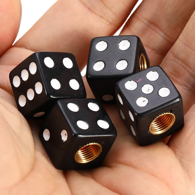 Black Dice Valve Caps Set of 4 Dust Caps Universal Fit