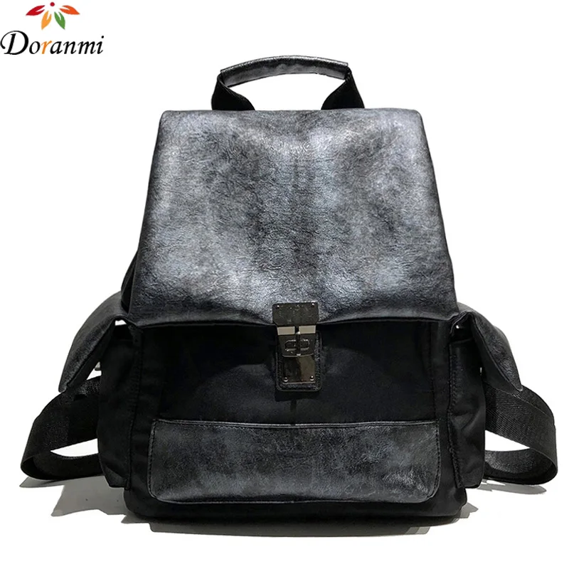 

DORANMI Solid Vintage Backpack Women Luxury Brand Designed PU Leather Big Scoolbag Buckle Back Shoulder Bag Female DaypackSJB304