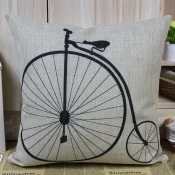 

LINKWELL Free shipping Vintage BIKE LINEN CUSHION COVER NEW INTERIOR PENNY FARTHING