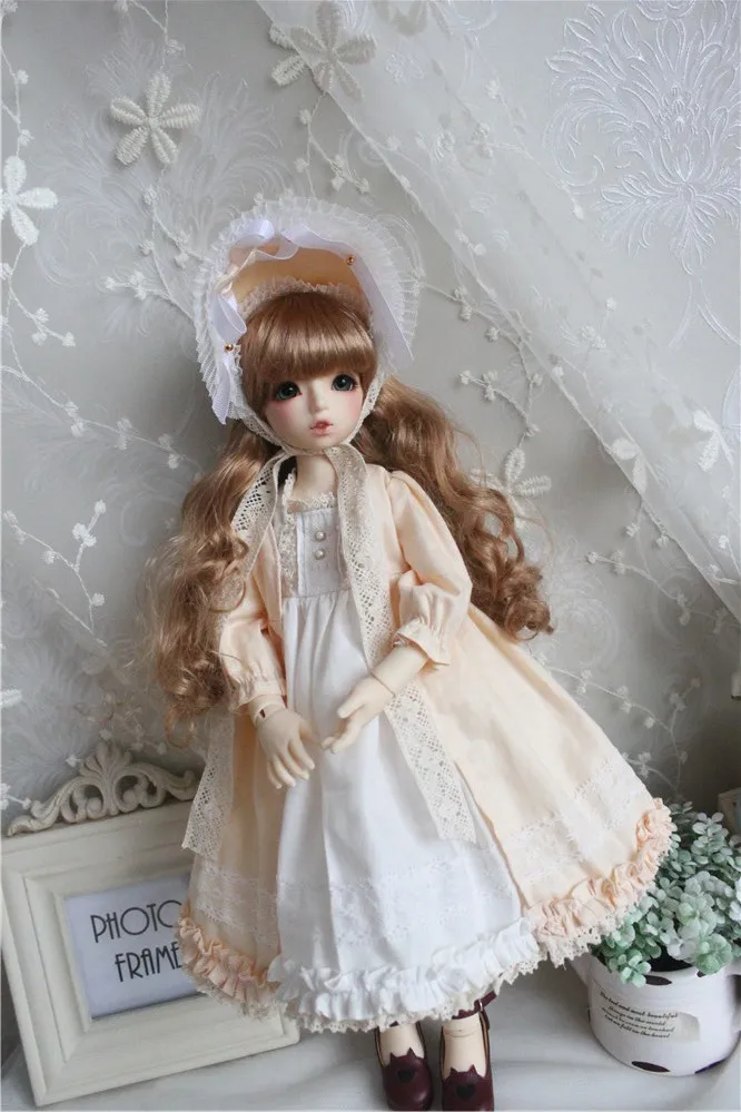 BJD платье 1/4 1/6 платье для куклы+ пальто+ BB шляпа для 1/6 YOSD 1/4 BJD MSD аксессуары для куклы Одежда для куклы костюм из 3 предметов