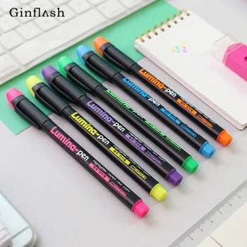 

6pcs/Lot Lumina pens Highlighter for paper copy fax DIY drawing Marker pen Stationery office material School supplies