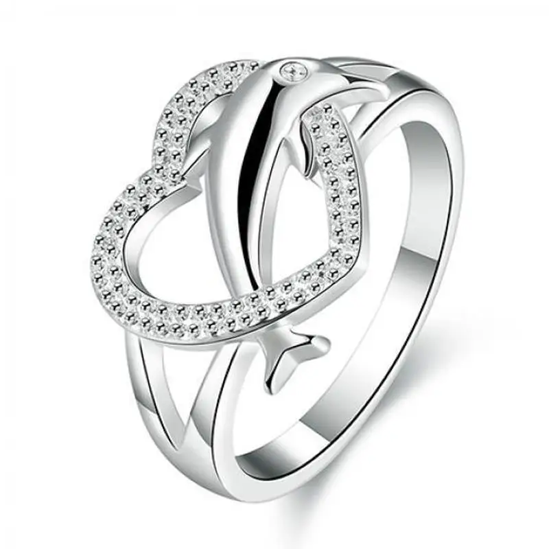 

Ring women's dolphin heart finger ring jewelry party prom
