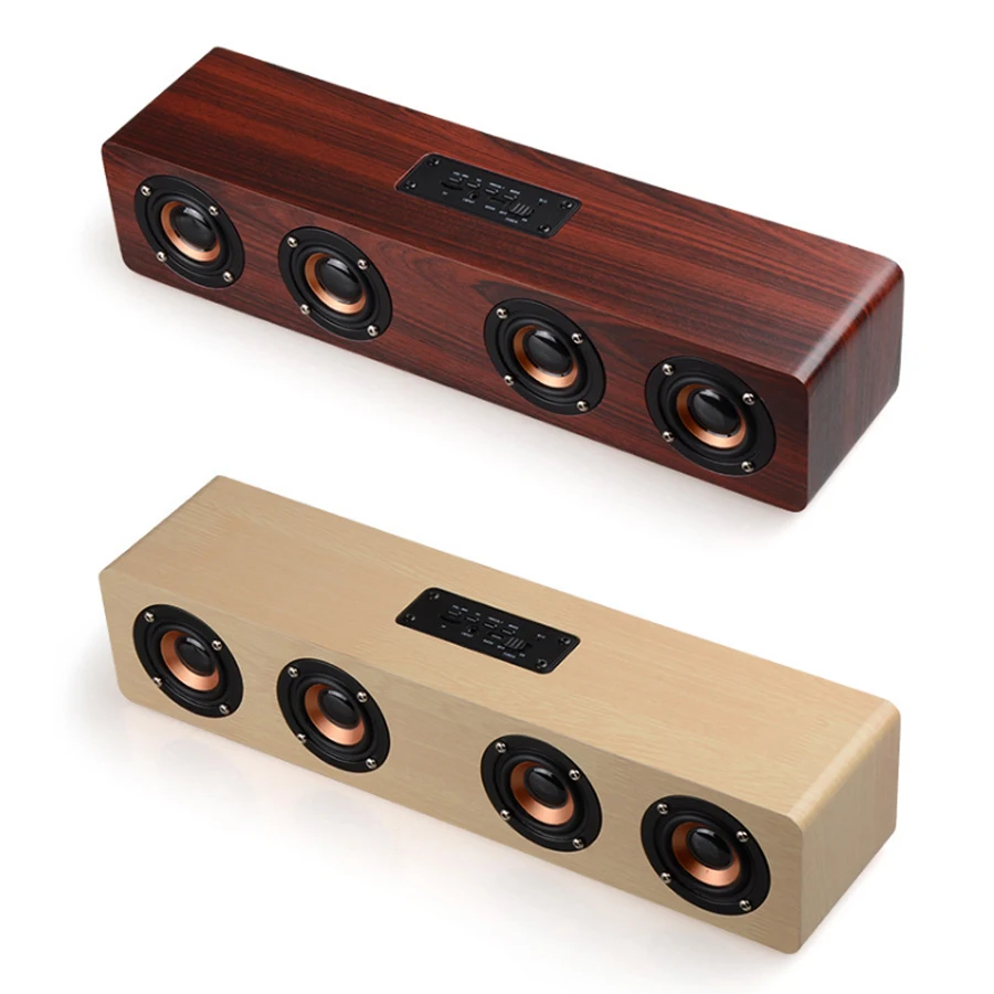 F6 Pro Wooden Speaker Bluetooth Wireless PC USB AUX TF Card 4 Speakers Stereo Bass Sound Box for Computer mp3 Android IOS |