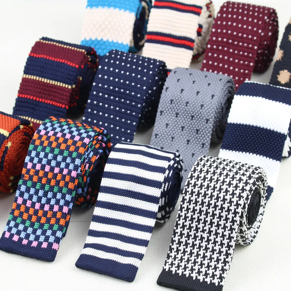 MensKnittedKnitLeisureStripedTieFashionSkinnyNarrowSlimNeckTiesForMenSkinnyWovenDesignerCravat