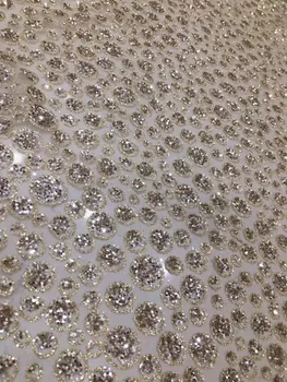 

Newest yaking-11.1401 african tulle mesh fabric sparkly glued glitter sequins lace fabric for party dress