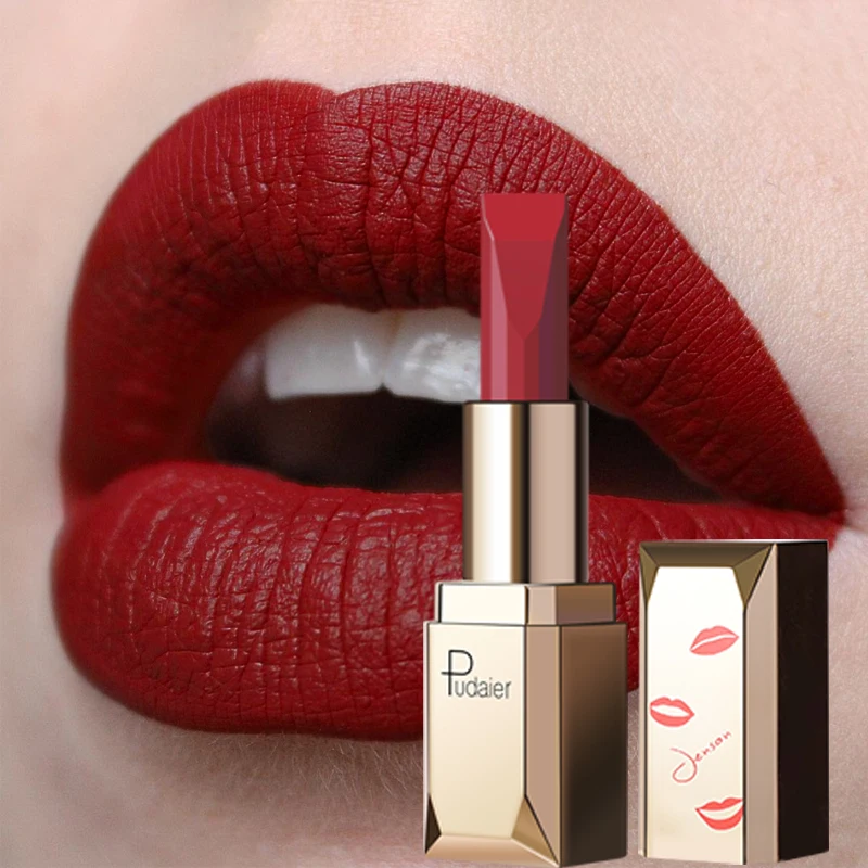 

Pudaier Nude Color Lipstick Rose Pink Matte Lipsticks Makeup Pigment Waterproof Sexy Moisturizing Red Lip Stick Cosmetics