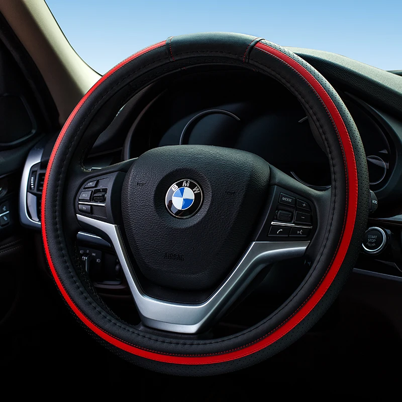 

KKYSYELVA four seasons universal anti-wrinkle anti-skid round microfiber leather steering wheel cover for 99% models