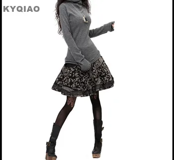

KYQIAO 2019 Mori girls spring autumn summer vintage embroidery floral bust skirt S M L XL brand ethnic print skirt midiskirt