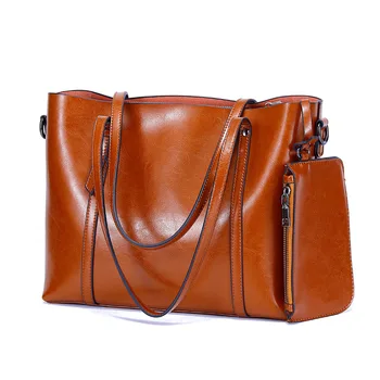 

New Women's Genuine Leather Handbag High Quality Women Shoulder Bag Luxury Bucket Bag With Mini Wallets Women's Handbags