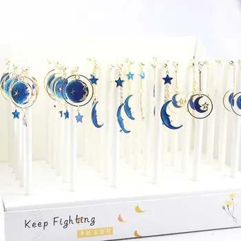 

36 pcs/lot Starry Sky Star Moon Pendant Gel Pen Cute 0.5 mm black ink Signature pens Promotional Gift School writing Supplies