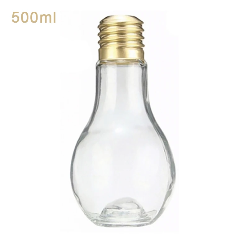 Стеклянная лампочка бутылка с крышкой для хранения молока Герметичные банки для воды Прозрачный 400 мл упаковка сока