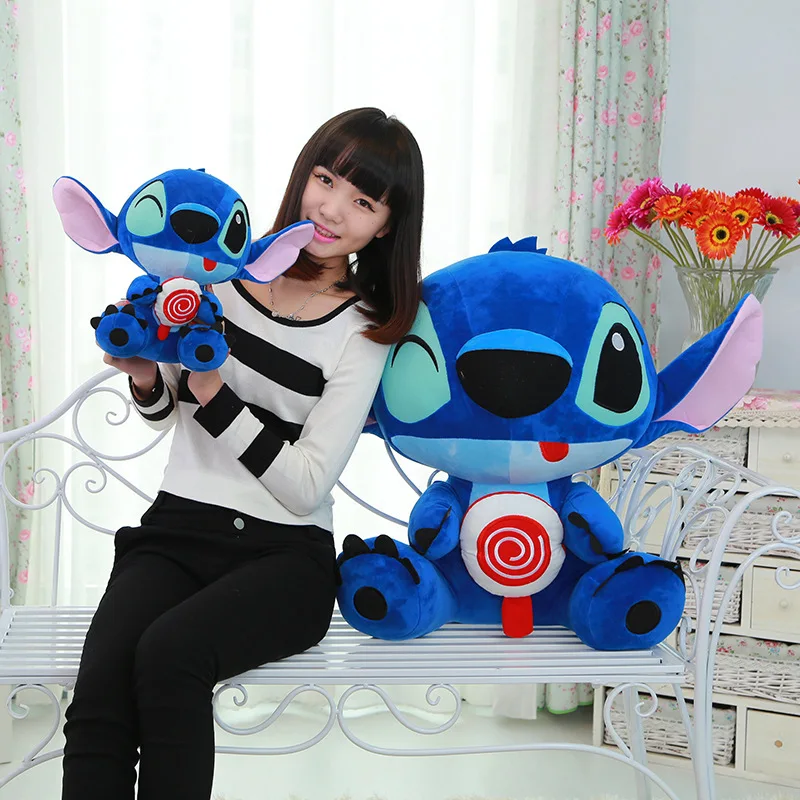 One Piece New Arrival Blue Holding Candy Lollipop Stitch Plush Toy Doll Pillow Creative Gifts Brinquedos Girls&ampBoys Present | Игрушки и