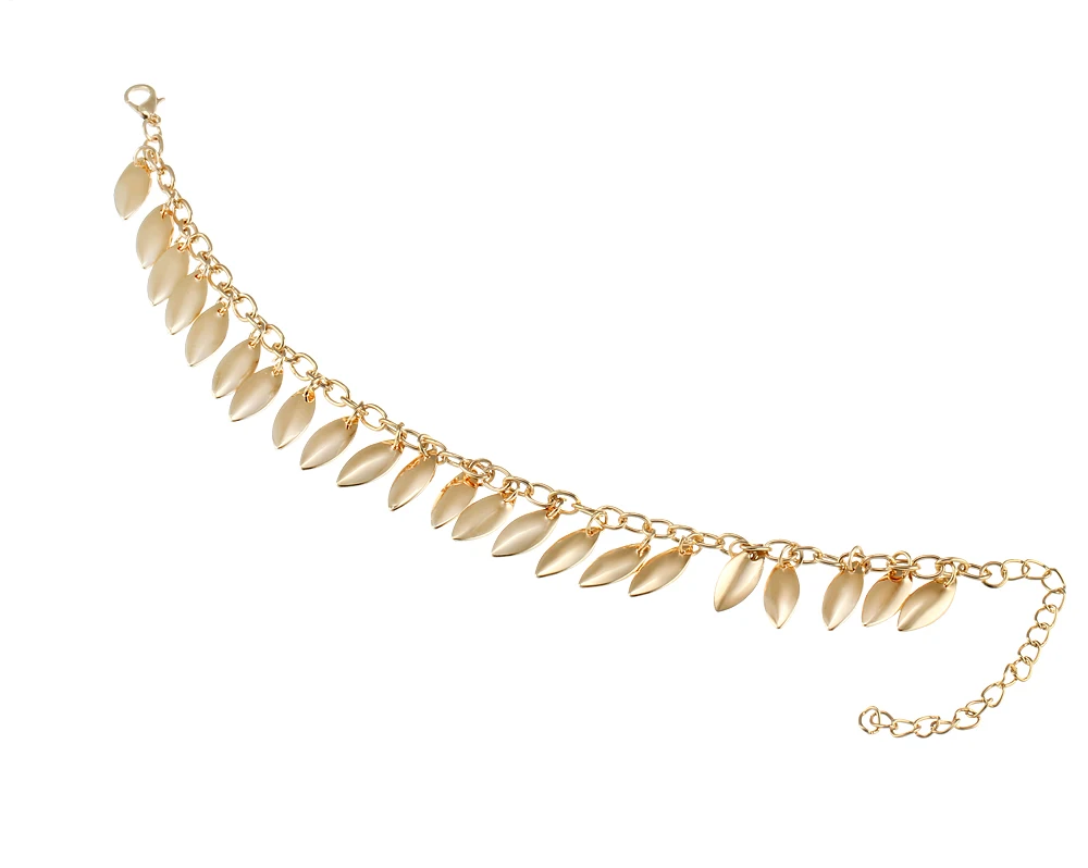 Модные летние ножные браслеты с кисточками для женщин в форме листа золотого цвета, браслеты на цепочке, женские пляжные украшения для ног, подарок
