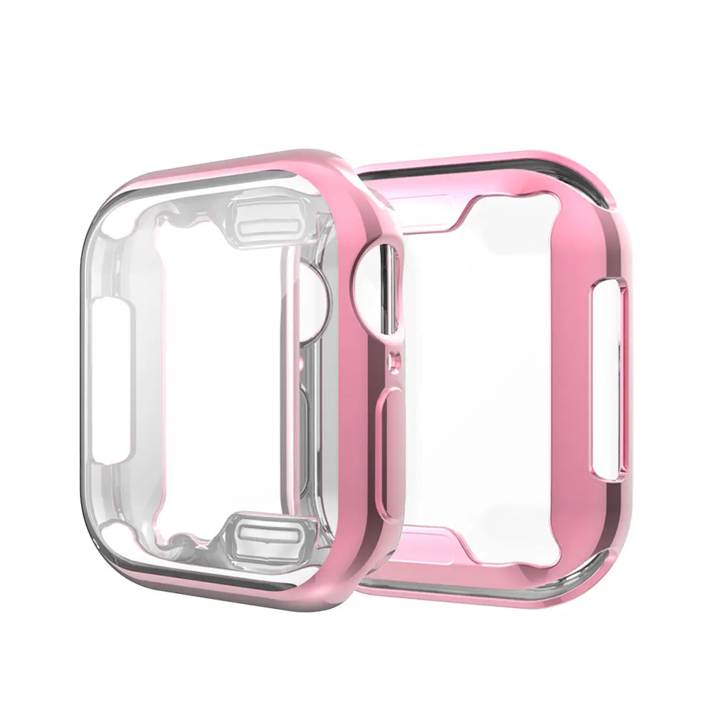 Защитный чехол для экрана Portefeuille iWatch 4 40 мм 44 мм из ТПУ для Apple Watch Series 4, защитный чехол, прозрачный для i watch - Цвет: Pink