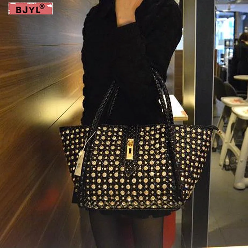 Moda de Luxo Femininas de Couro Diamantes Bolsas Bolinhos Ombro Slung Bolsa Strass Broca Bloqueio Mensageiro Crossbody