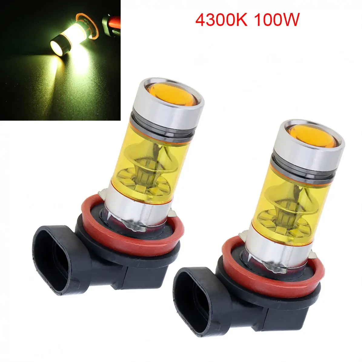 Kit De Bombillas LED H11 100W ámbar 2000K Para Luces Antiniebla - 2 Unidades, 6000 Lúmenes, Legal En Carretera