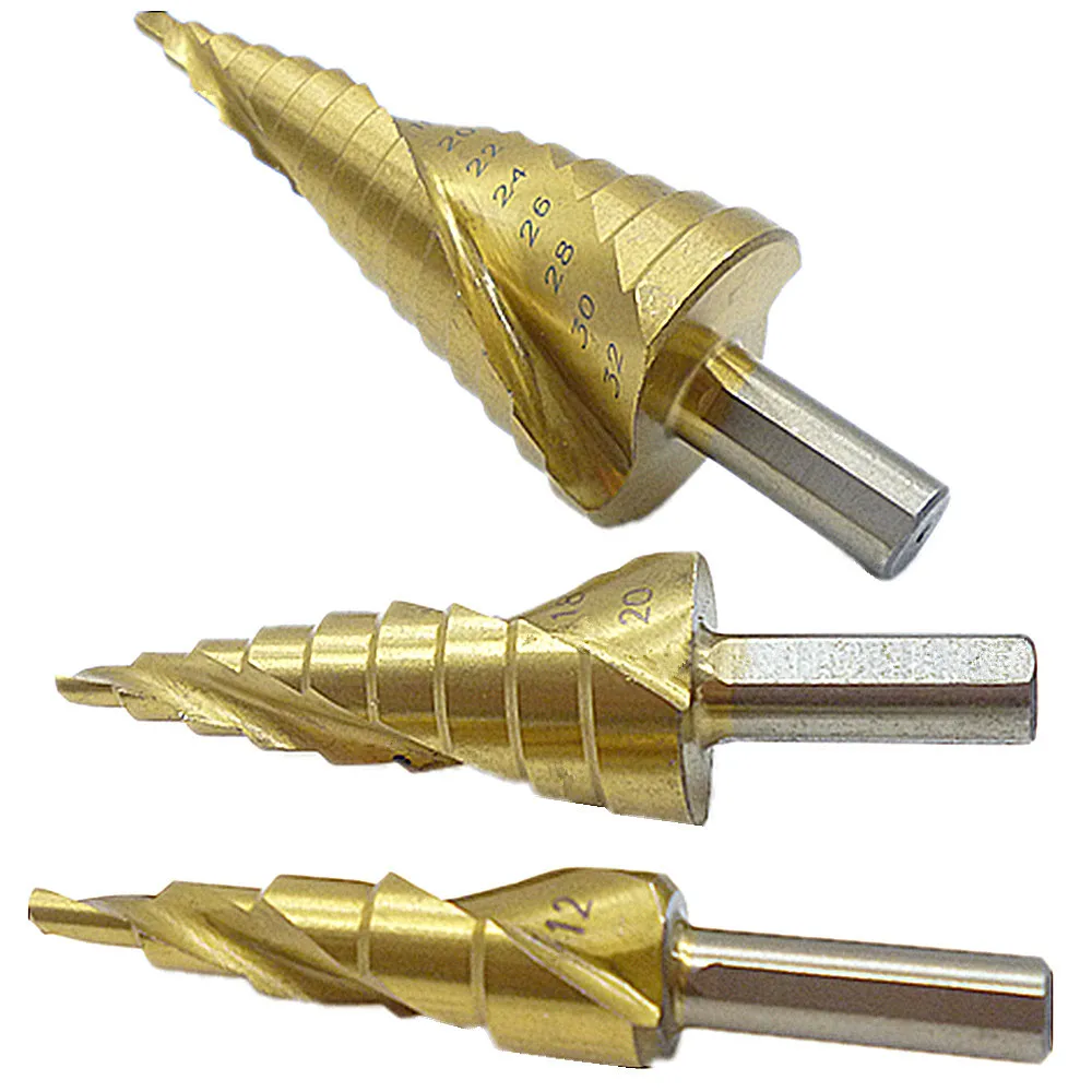 HSS Spiral Grooved Step Cone Drill Drills Bit 4mm - 12mm20mm32mm Hole Cut