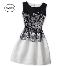 Summer Dress for Girl Women flower Print Style Sleeveless Vest A-Line Dresses Ladie Vintage Plus Size Girl Eroidery Clothing