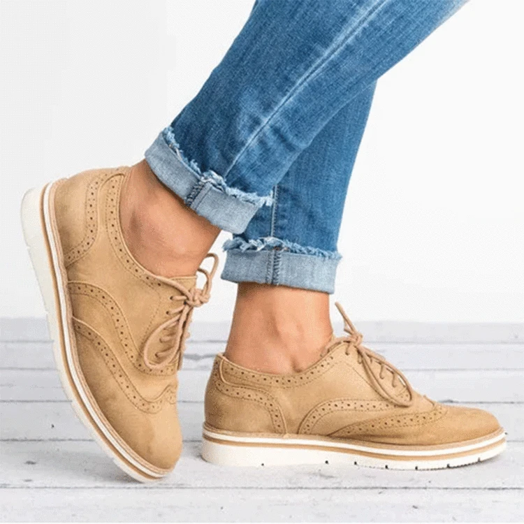 Women Flat Hollow Platform Shoes British Style Ladies Creepers Brogue Shoe For Female Lace Up Footwear