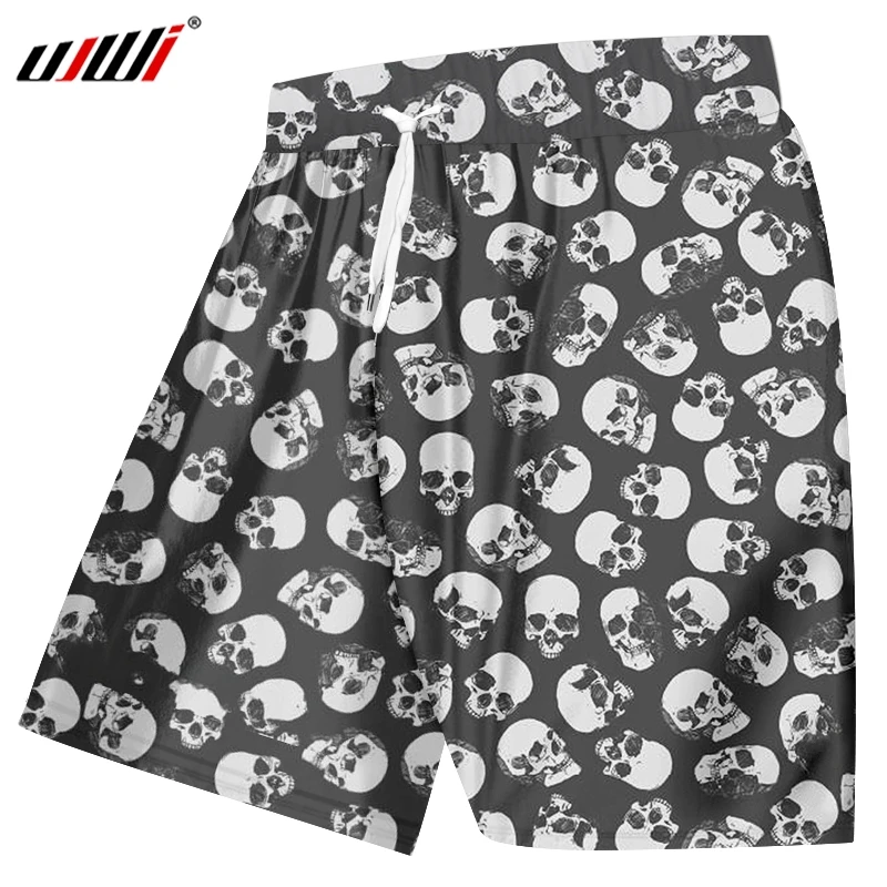 UJWI Man Loose Sports Beach Shorts 3D Mini Skulls Punk Rock Printed Oversized Funny Casual Men's 5XL | Мужская одежда