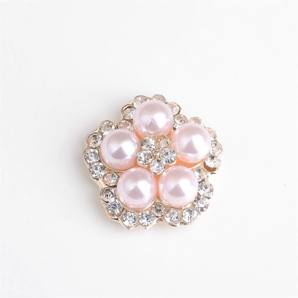 10pcs Decorative Flower Pearl Rhinestone Beads Flatback Button Embellishment