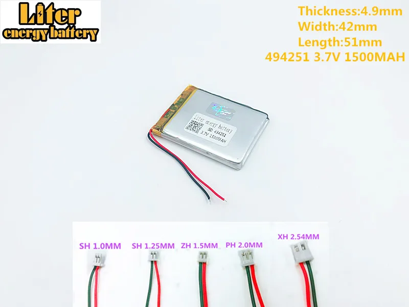 Литий ионный полимерный аккумулятор 1500 мАч 494251 3 7 в для разъем MP3 MP4 MP5 GPS