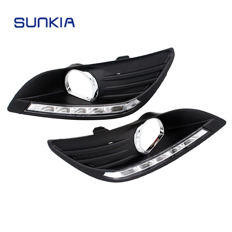 SUNKIA 2Pcs/set Waterproof LED Daytime Running Light DRL For Ford Focus Sedan 2009-2013 Fog Lamp Modify sunkia 2pcs set led daytime running light waterproof drl for chevrolet malibu 2012 2013 2014 drl fog lamp modify turn signal