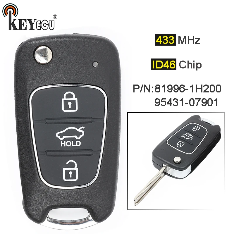KEYECU 433 МГц ID46 чип P/N: 95431 07901/81996 1H200 OKA 185T Модернизированный раскладной складной 3
