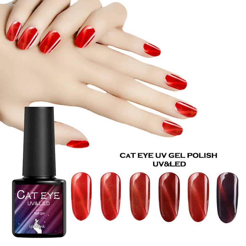 

LGHZLINK Magnet Nail Gel Polish Wine Red Cat Eye Effect UV Gel Nail Polish Soak Off Magnetic Gel Varnishes Manicure Lacquer