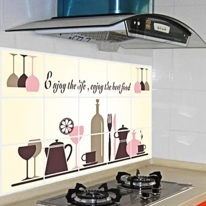 Антимасляная наклейка алюминиевая фольга для кухни стикер для шкафа Водонепроницаемая самоклеящаяся обои домашняя кухонная Настенная Наклейка HX0730
