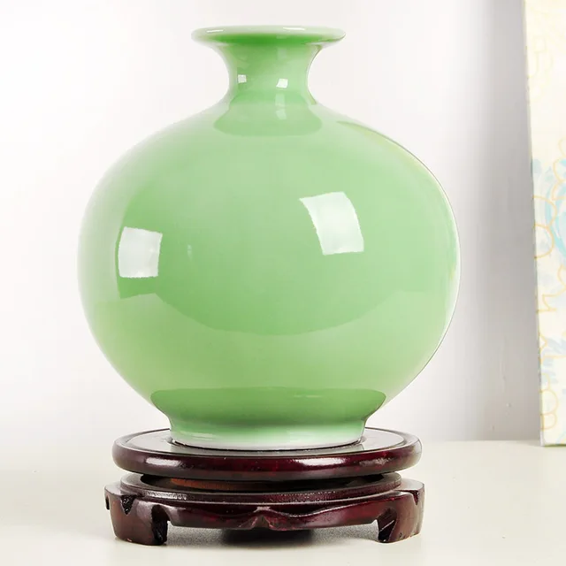 European Home Decoration Ceramic Vase Gourds Pea Green Color European Home Decoration Ceramic Vase Gourds Pea Green Color Jingdezhen Porcelain Small Decorative Vases