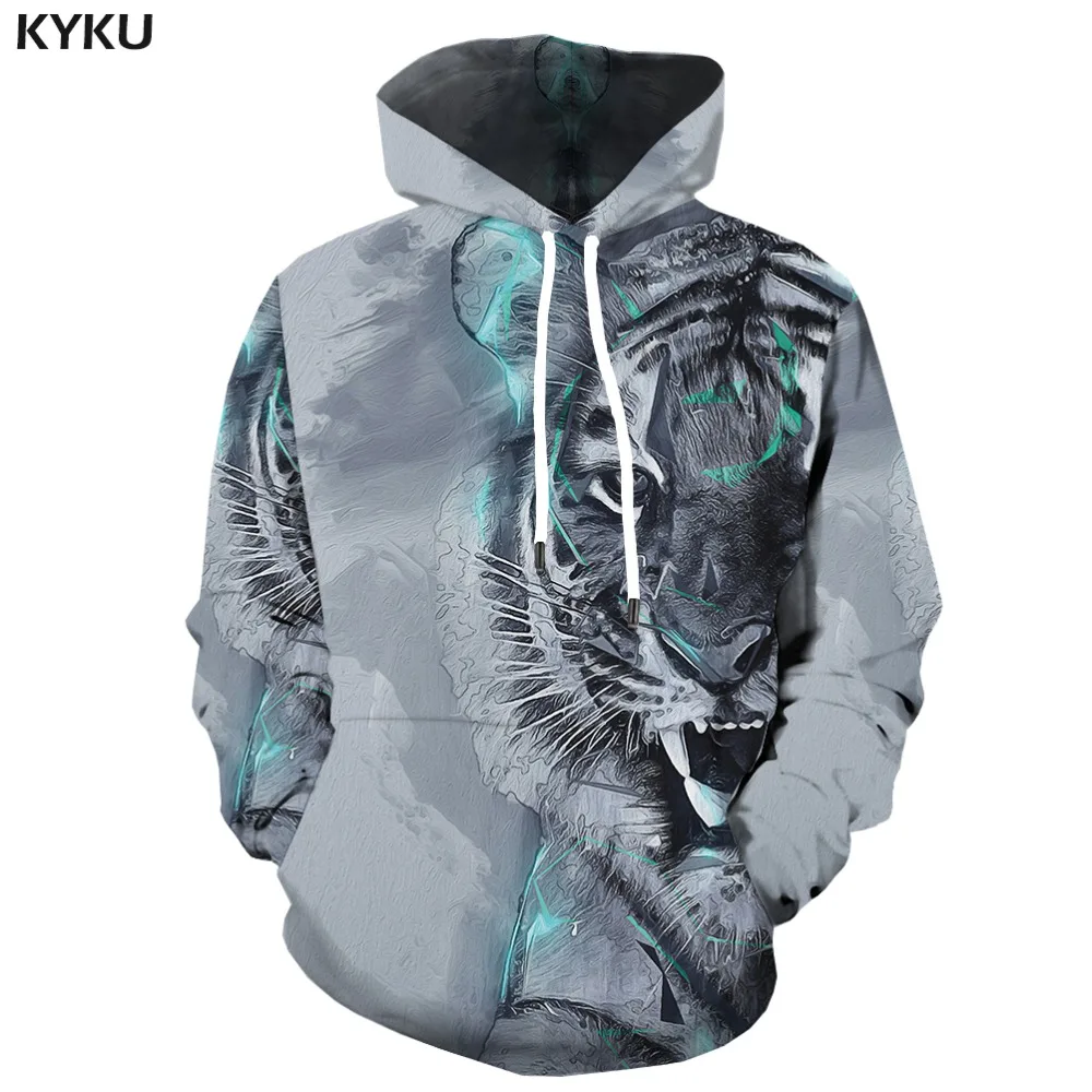3d Hoodies Tiger Hoodie Men Animal Hoodes 3d Gray Hoody Anime Art Hooded Casual Vintage Hoodie