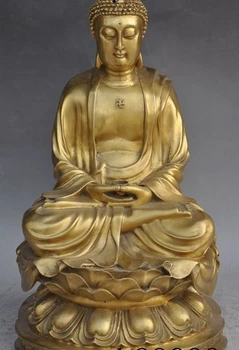 

16" china buddhism brass seat lotus sakyamuni Shakyamuni Tathagata buddha statue